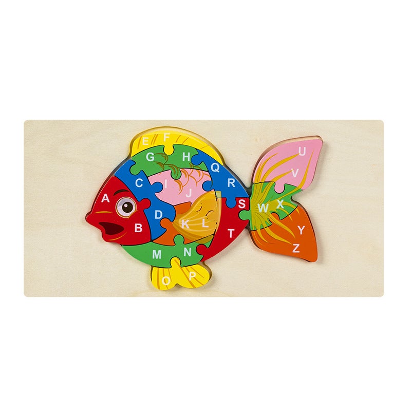 Wooden Jigsaw Puzzle Toys Children'S Early Education Alphabet Cognitive Puzzle Three-Dimensional Buckle Puzzle Building Blocks Educational Toys - Image 1